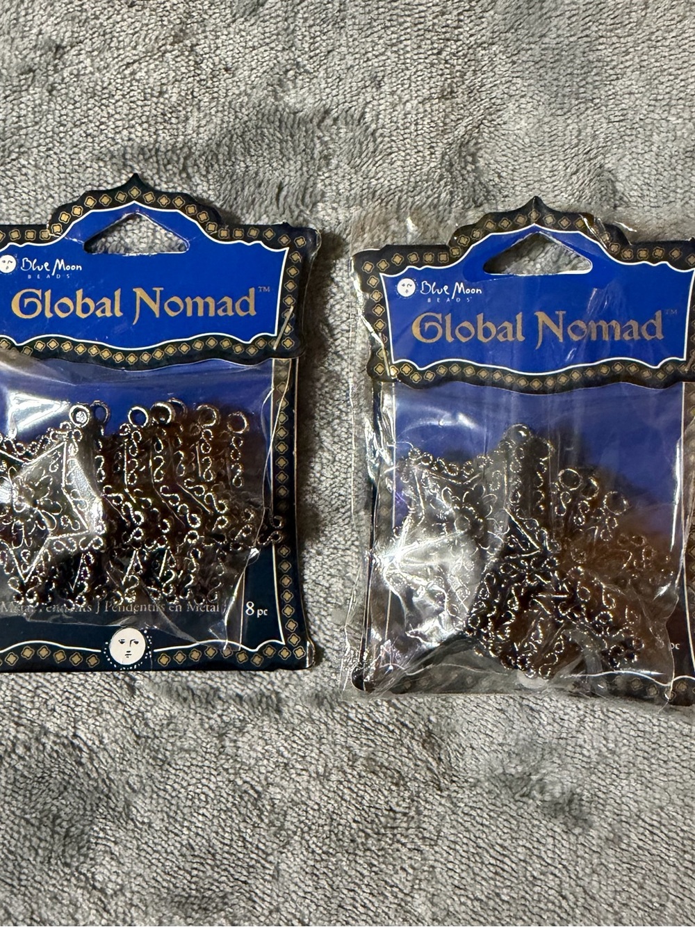 Vintage Silver-Tone Star Chain Charms - Pack of 2